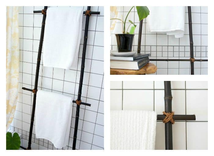 Try this easy DIY blanket ladder with bamboo for less!