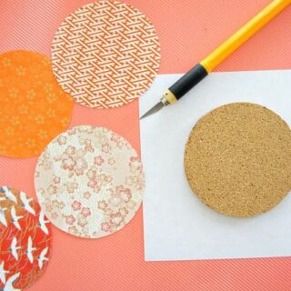 easy cork coasters with oragami paper