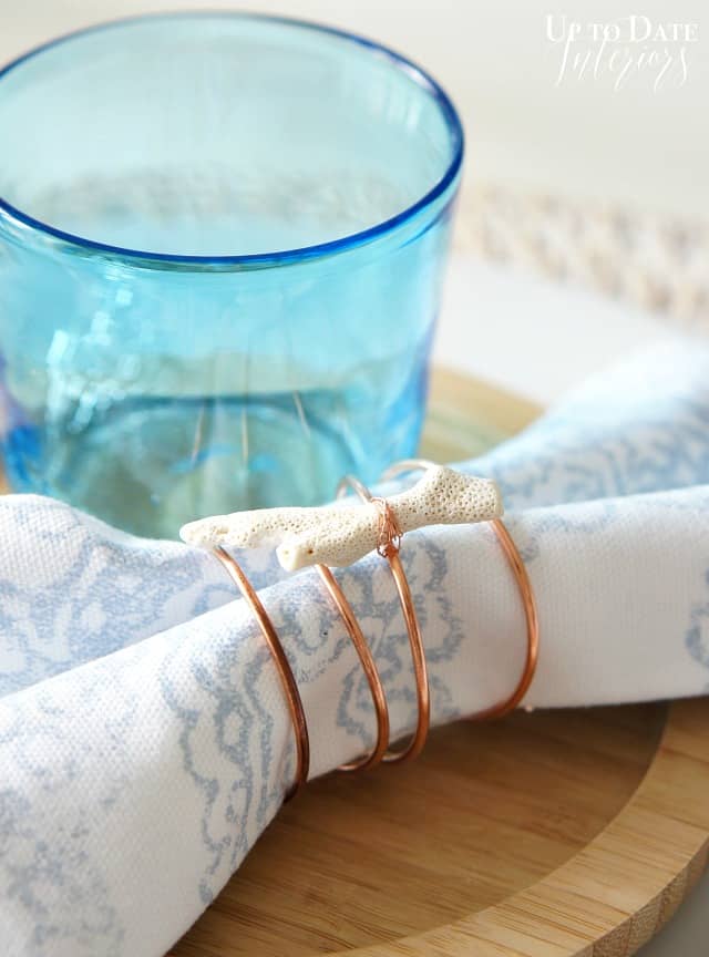 diy napkin rings with copper and coral