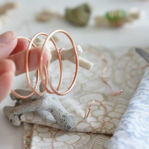 diy napkin rings with copper and coral