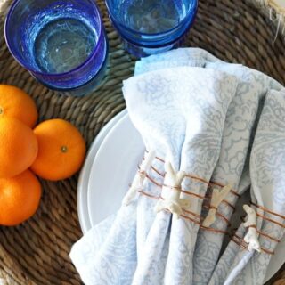 diy napkin rings with copper and coral