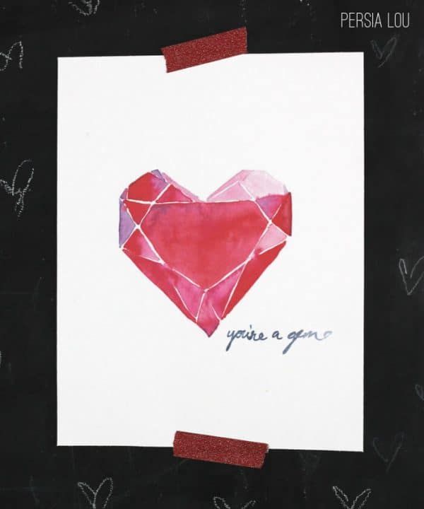 geometric watercolor heart printable