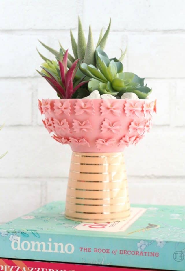 Diy Pasta Patterned Planter  from A Kalio Chic Life.  Perfect for a daughter for mothers day gift idea.