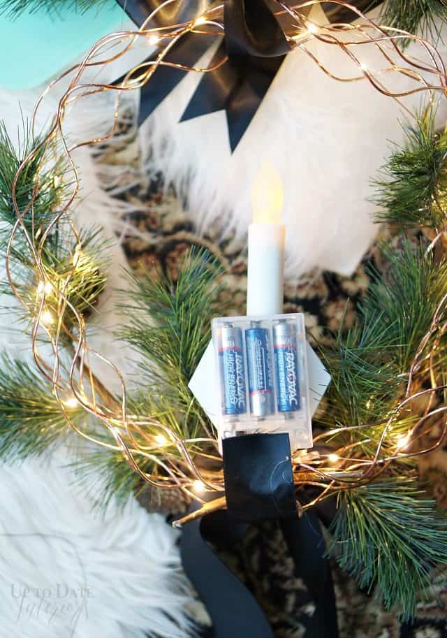 Battery Pack Wreath Candle Sconce