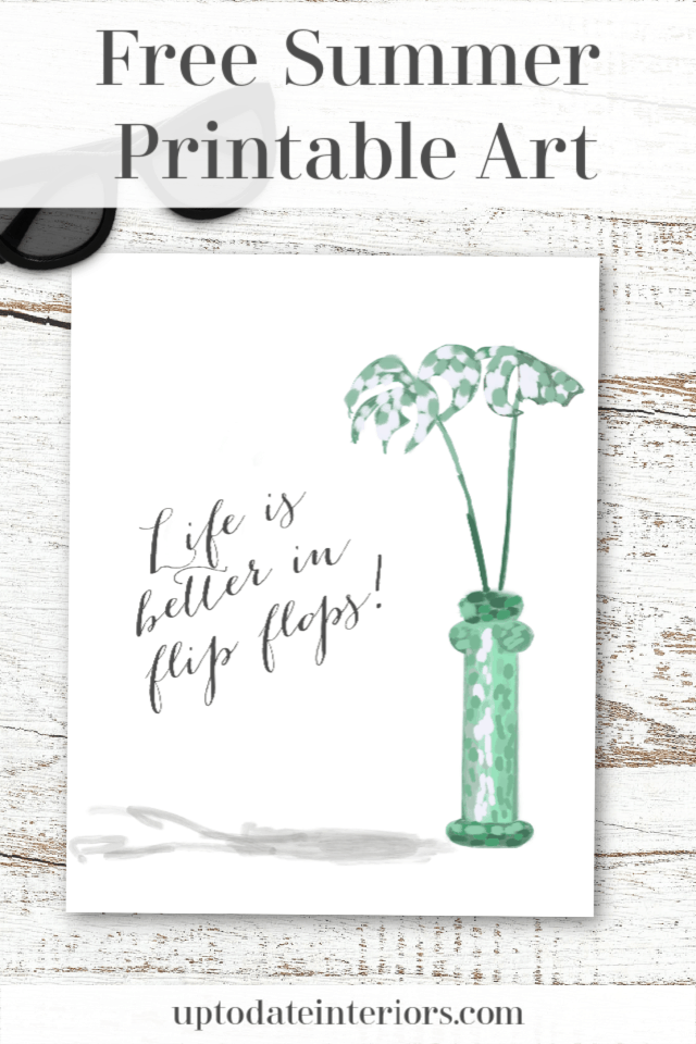 LIfe is better in flip flops image to print for beach or nautical decor with a plant. 