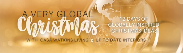 A Very Global Christmas logo banner in gold and white. 