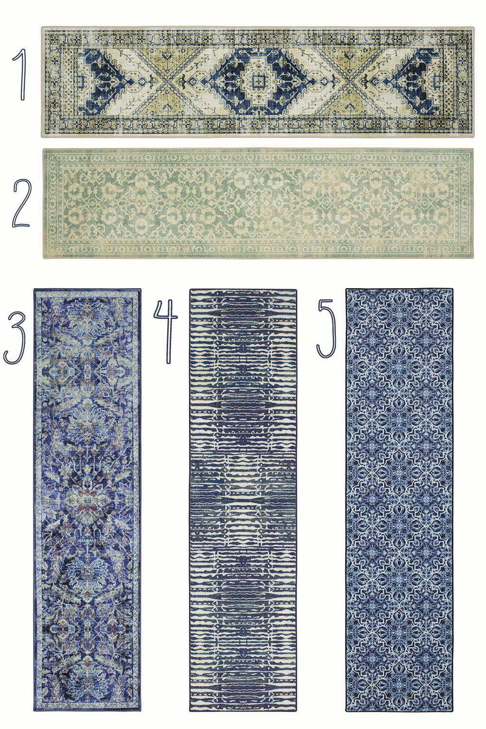 Blue Runner rugs selections from Mohawk Home. 